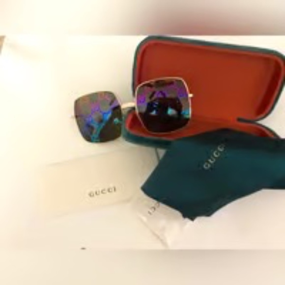 Gucci GG0414S 003 Gold/Gold/Multicolor Sunglasses - Picture 2 of 4